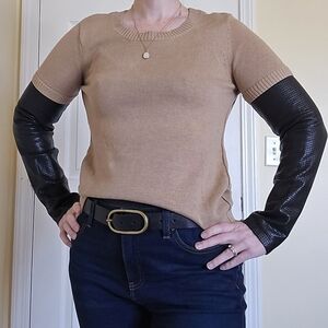 AIKO sabine leather sleeve, cotton/cashmere blend